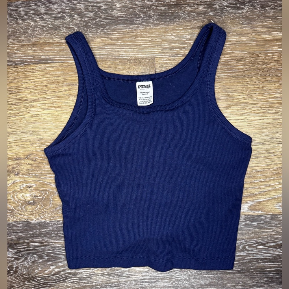 PINK Victoria's Secret Rib Crop Tank Top (Midnight blue) - Picture 2 of 6